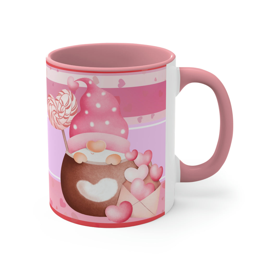 Valentines Day Gnomes ,"Have Love, Will Travel"  11oz Ceramic Mug with Color interior
