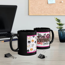 Load image into Gallery viewer, My Valentine Has Paws  (Cat) - 11oz Ceramic Black Mug | Cute Cat Coffee Mug | Valentines Day Cat Gift
