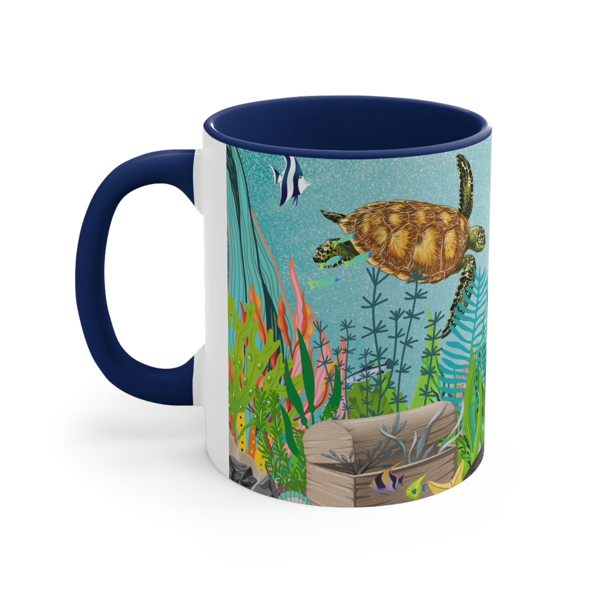 Ocean Floor Seascape - (Red/Navy/Light Blue/Pink/Black Interior) 11oz Coffee Mug - | Perfect Gift For Mom | Ocean | Ocean Themed