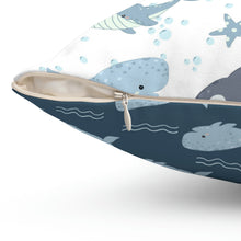 Load image into Gallery viewer, Whimsical Whales -  Spun Polyester Square Pillow

