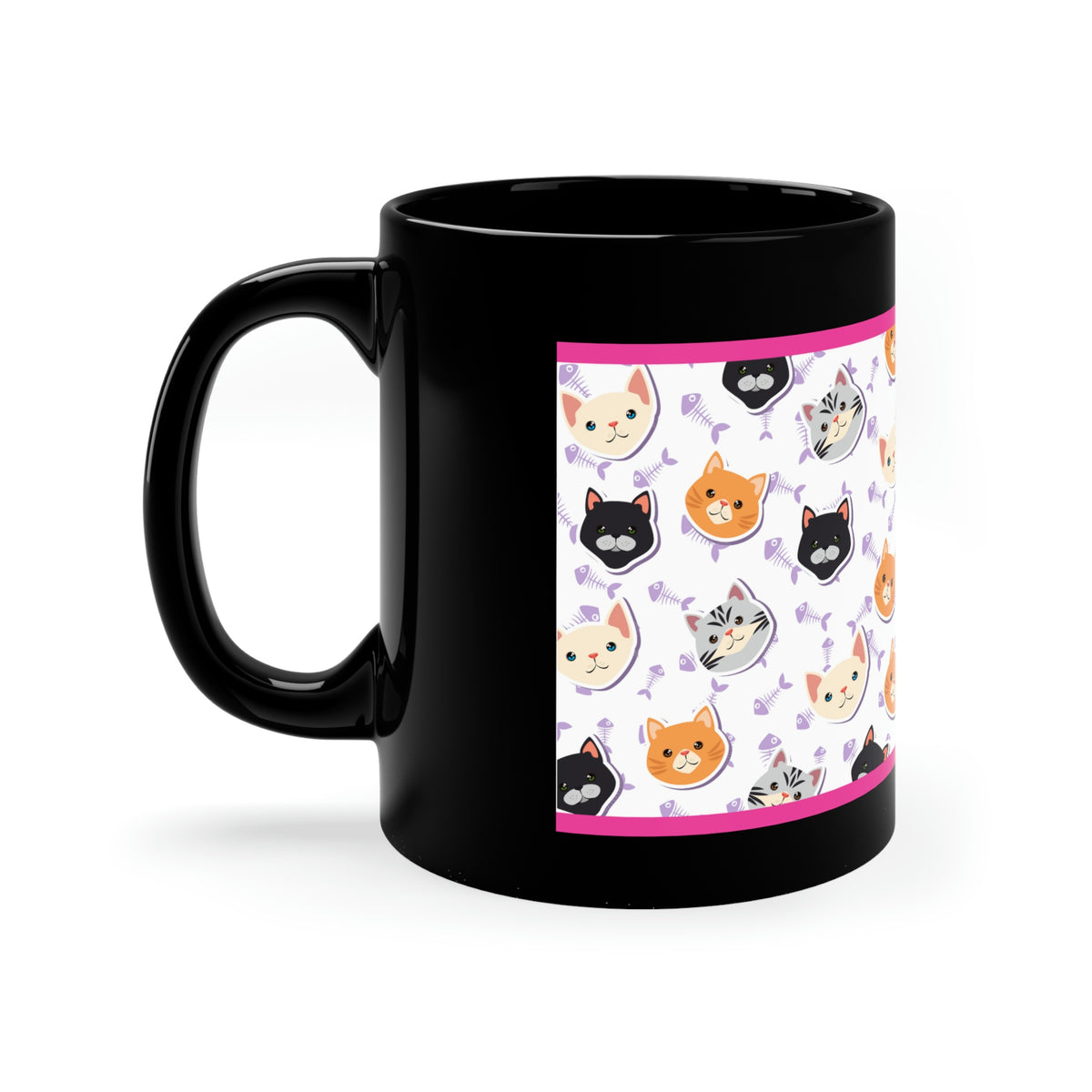 My Valentine Has Paws  (Cat) - 11oz Ceramic Black Mug | Cute Cat Coffee Mug | Valentines Day Cat Gift