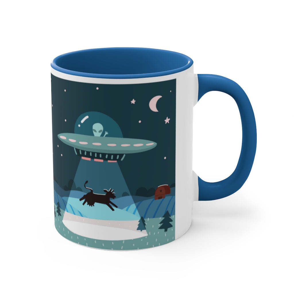 I Believe -Cow Alien Abduction -{Red/Navy/Black} Funny Coffee Mug, 11oz | Funny Gift | Funny Coffee Mug | Funny Alien Mug