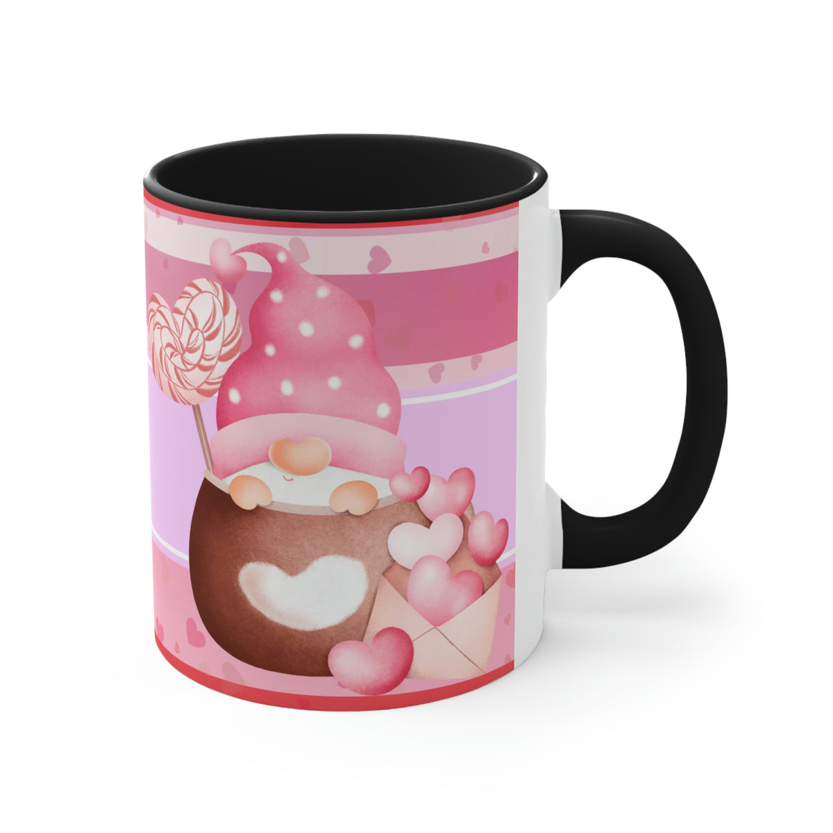 Valentines Day Gnomes ,"Have Love, Will Travel"  11oz Ceramic Mug with Color interior