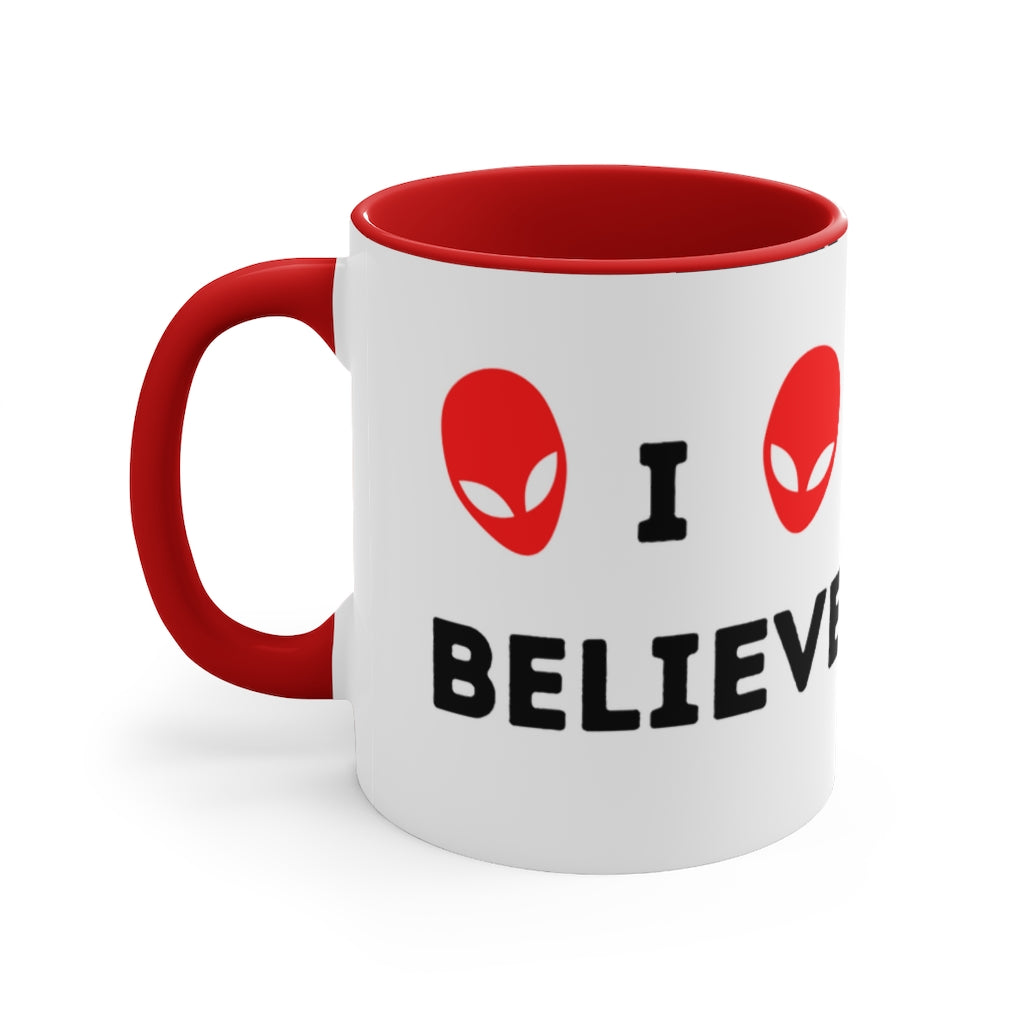 I Believe -Cow Alien Abduction -{Red/Navy/Black} Funny Coffee Mug, 11oz | Funny Gift | Funny Coffee Mug | Funny Alien Mug