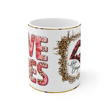 Load image into Gallery viewer, Love Vibes / Hello Gorgeous -  Ceramic Mug 11oz | Love Mug, Valentines Day Gift, Be Mine, Coffee Mug, Galentines Gift
