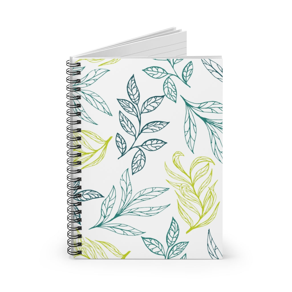 Leaf Print Spiral Notebook/Journal  -College Ruled Line  Journal - 6" x 9" | Mother's Day Gift | Grocery List Notebook