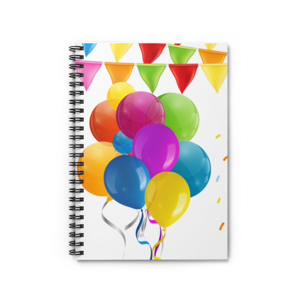 Party Balloons Spiral Notebook - Ruled Line