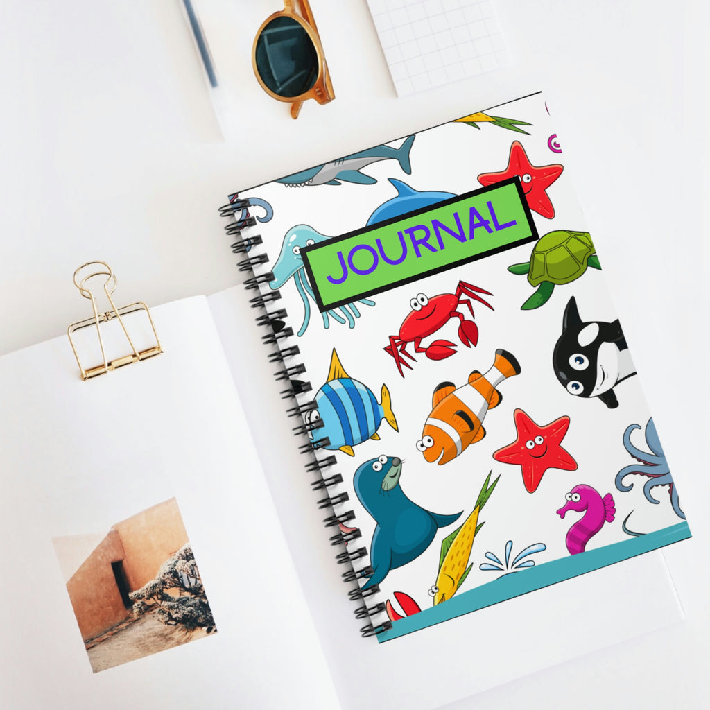 Sea Creatures Spiral Notebook - Ruled Line  - 118 pages | Fun Journal | Country Journal