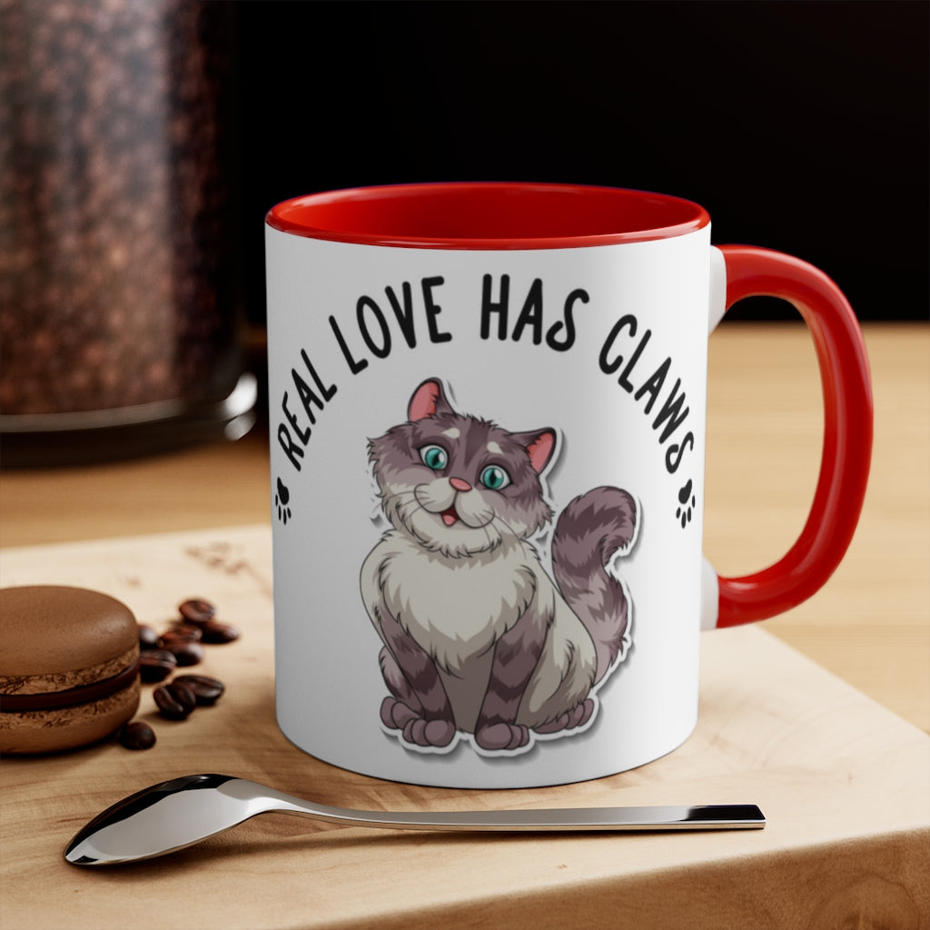 Real Love Has Claws  {Red/Green/Blue} Funny Coffee Mug, 11oz | Funny Gift | Funny Coffee Mug |Cat Mug | Funny Cat Mug