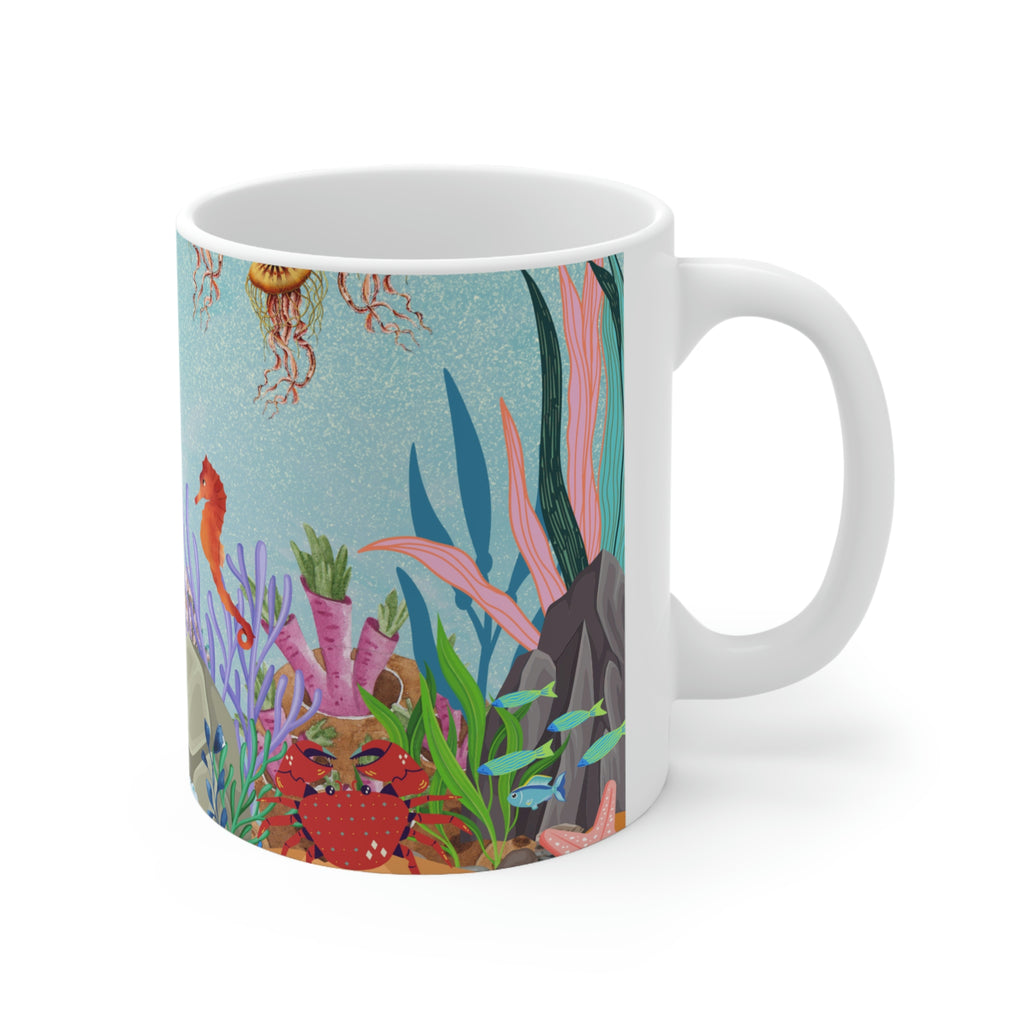 Sea Floor Seascape (White) -  Ceramic Mug 11oz |