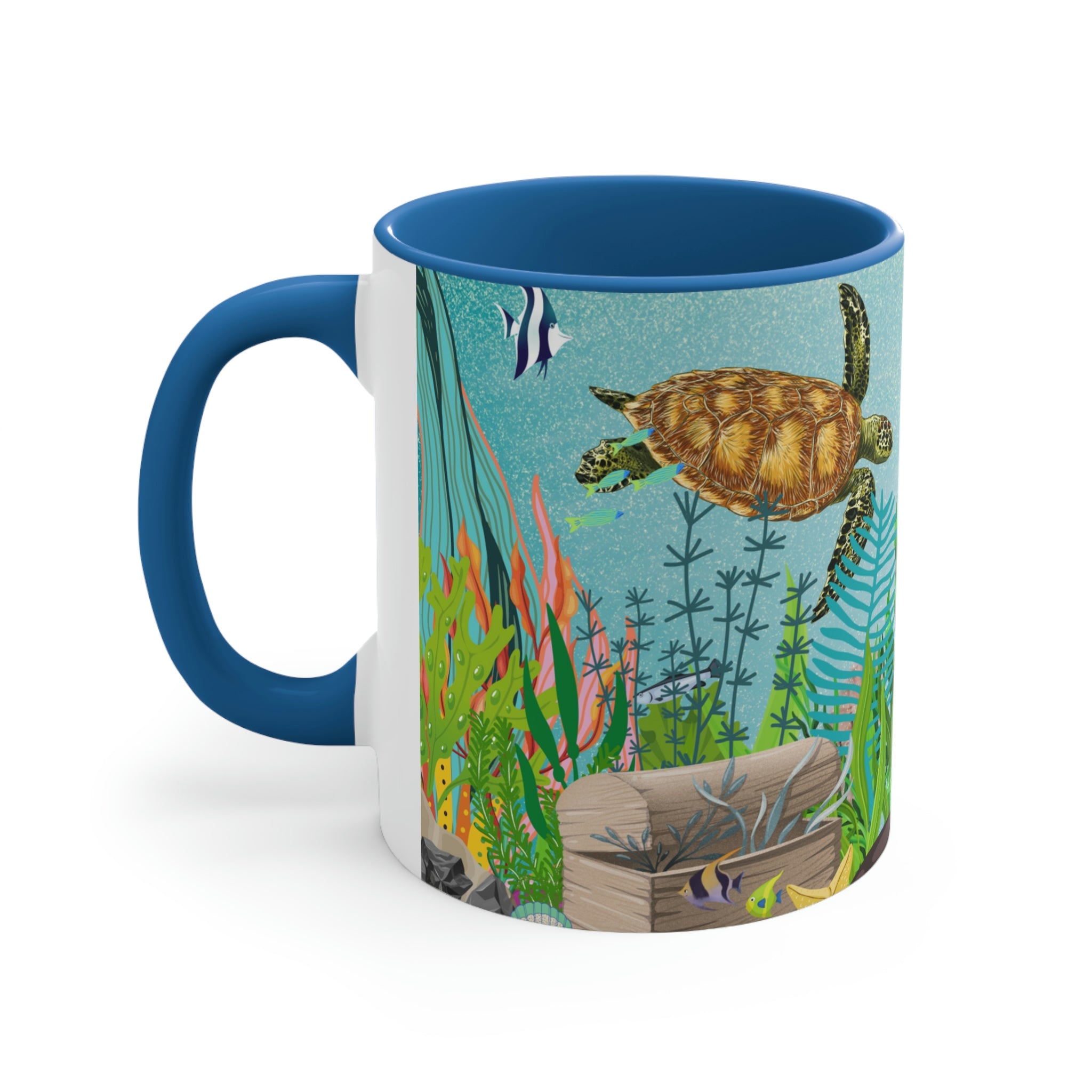 Ocean Floor Seascape - (Red/Navy/Light Blue/Pink/Black Interior) 11oz Coffee Mug - | Perfect Gift For Mom | Ocean | Ocean Themed
