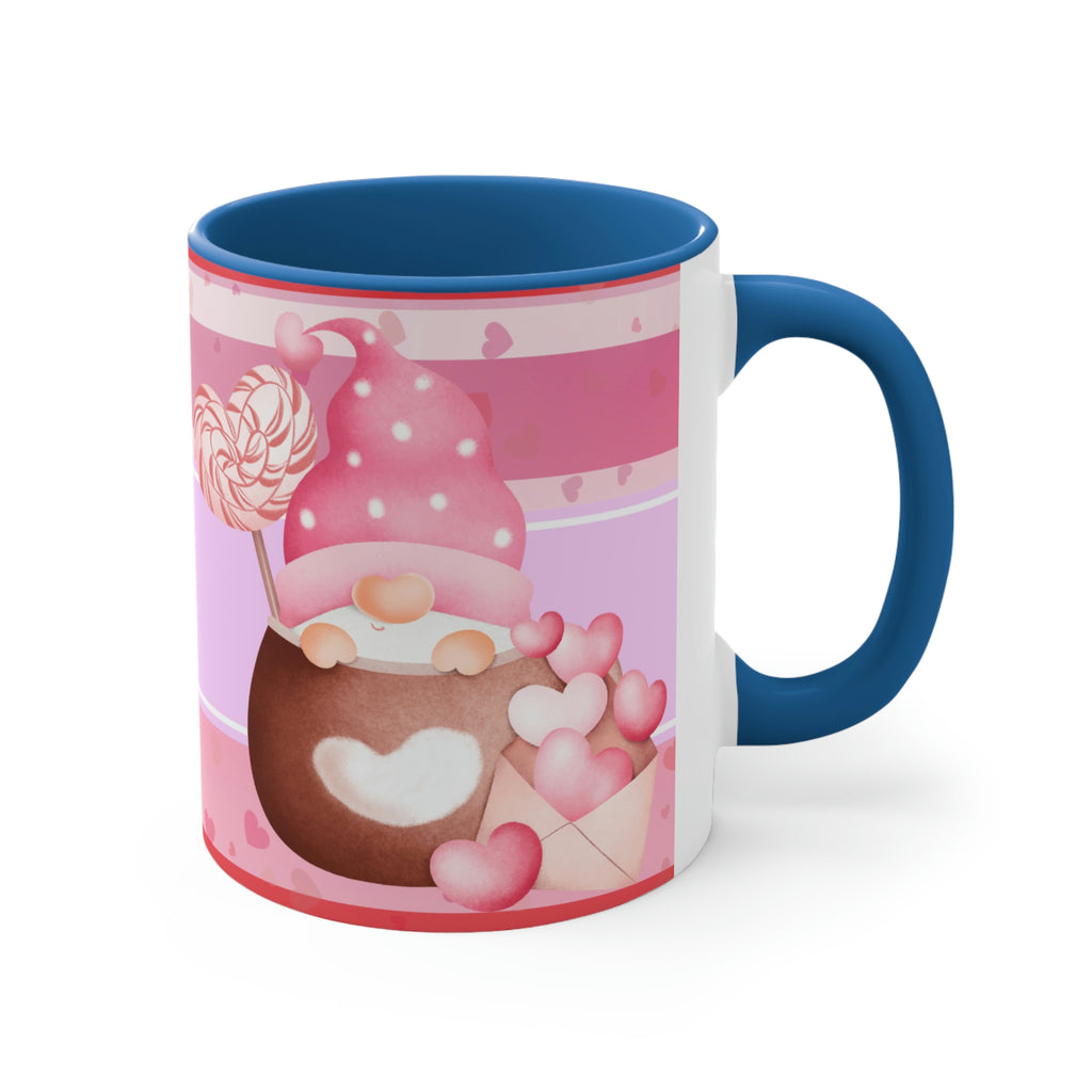 Valentines Day Gnomes ,"Have Love, Will Travel"  11oz Ceramic Mug with Color interior