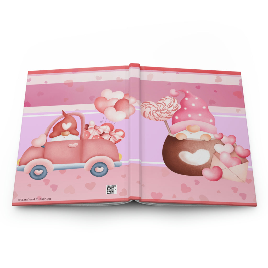 "Valentine's Day Gnomes" - 150 pages (75 sheets)  Hard Backed Lined Journal