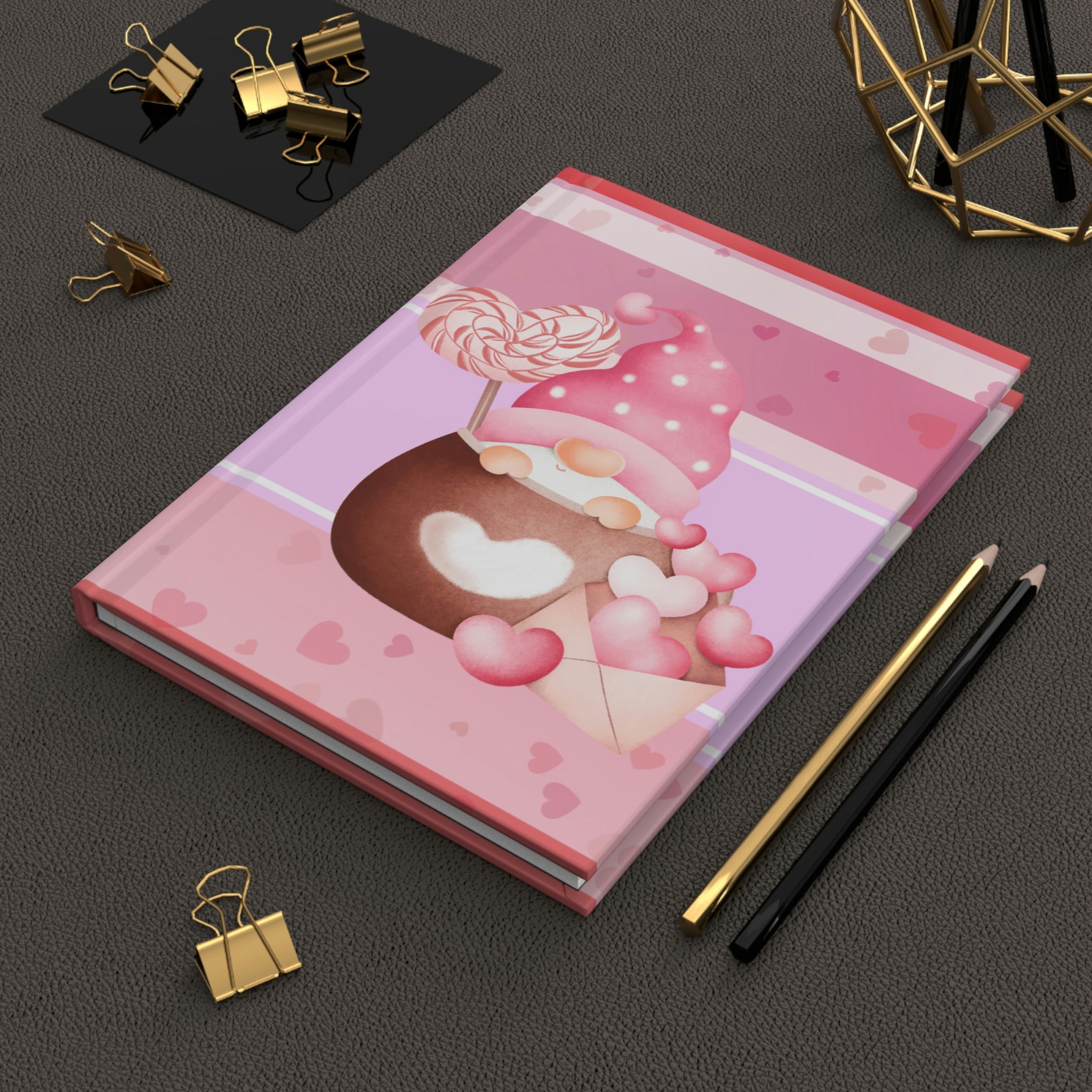 "Valentine's Day Gnomes" - 150 pages (75 sheets)  Hard Backed Lined Journal