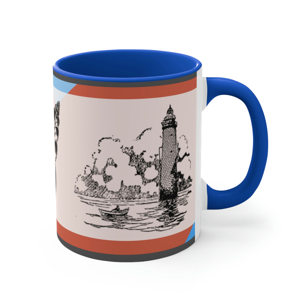 Sailing Antiquity 11oz {Navy Blue/Red}  |  Coffee Mug | Best Sea Farer Gift | Seascape