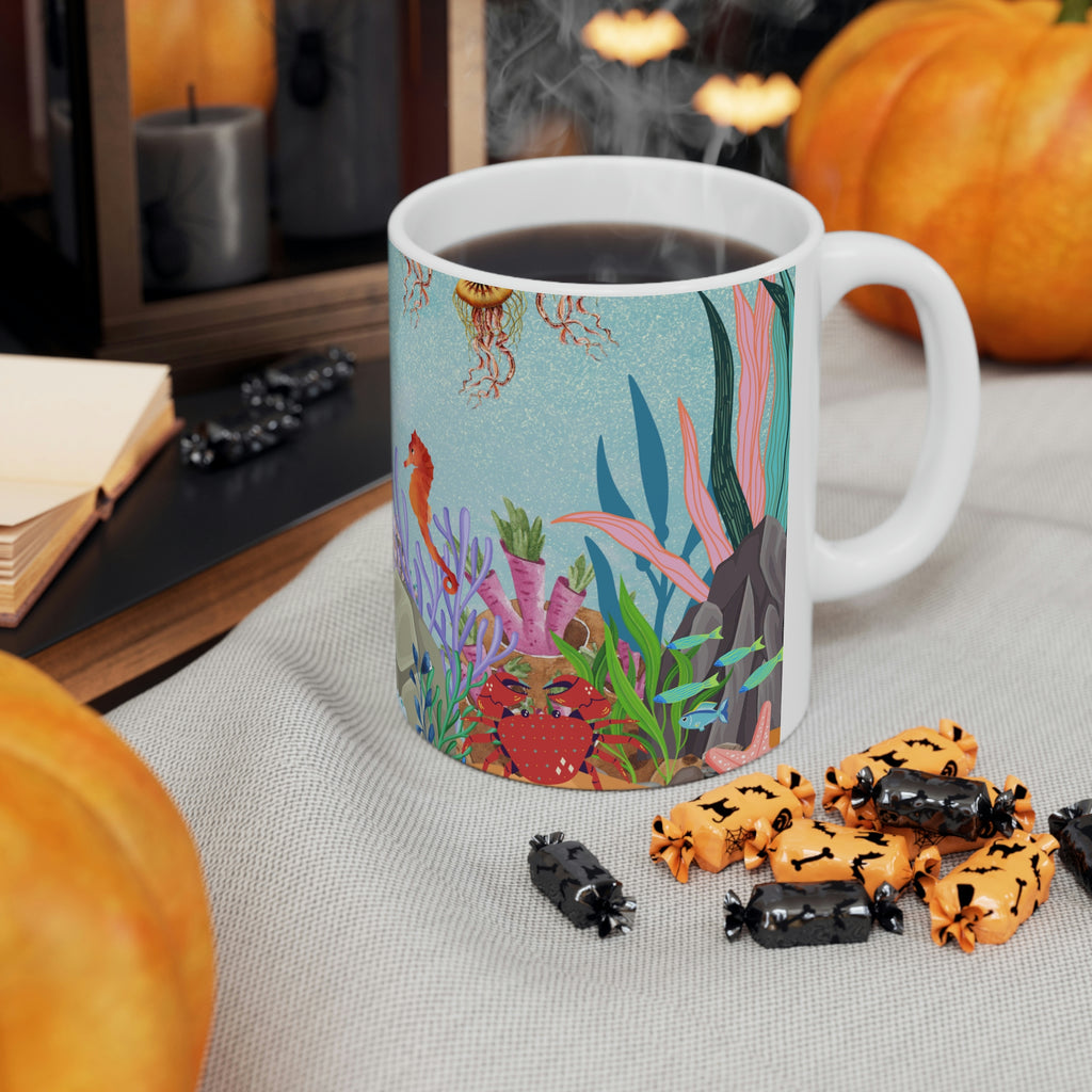 Sea Floor Seascape (White) -  Ceramic Mug 11oz |