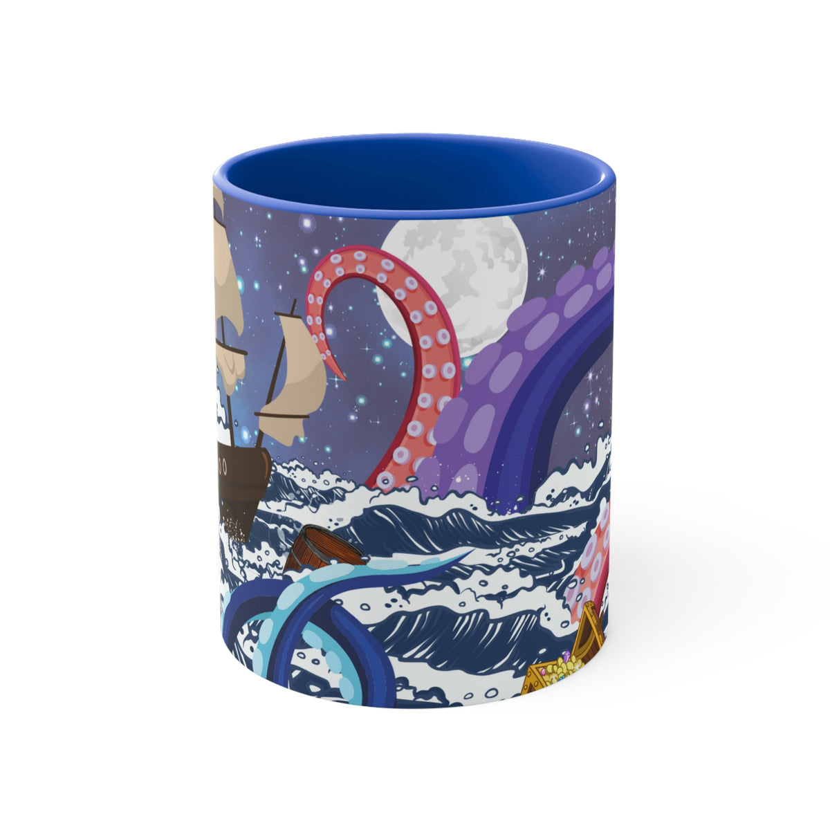 Not So Jolly Roger Sea Creature Coffee Mug, 11oz {Navy Blue/Red/Pink/Green}  | Ocean Life | Sea Creature Coffee Mug | Kraken Coffee Mug
