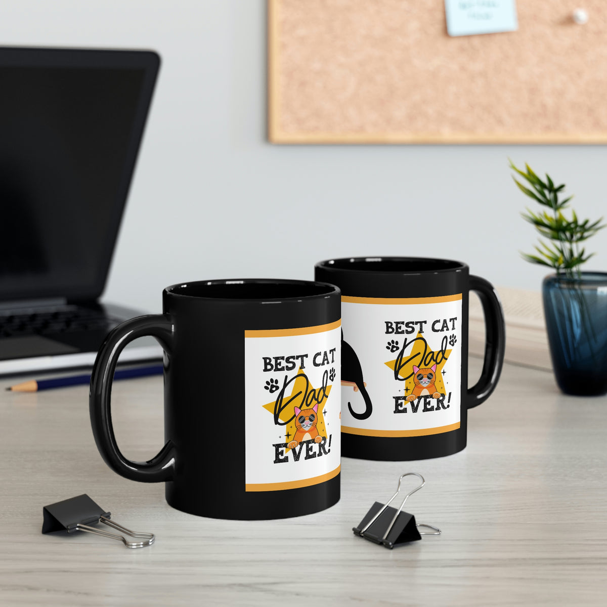Best Cat Dad Ever (Cat) - 11oz Ceramic Black Mug | Cat Dad Coffee Mug | Father's Day Mug |
