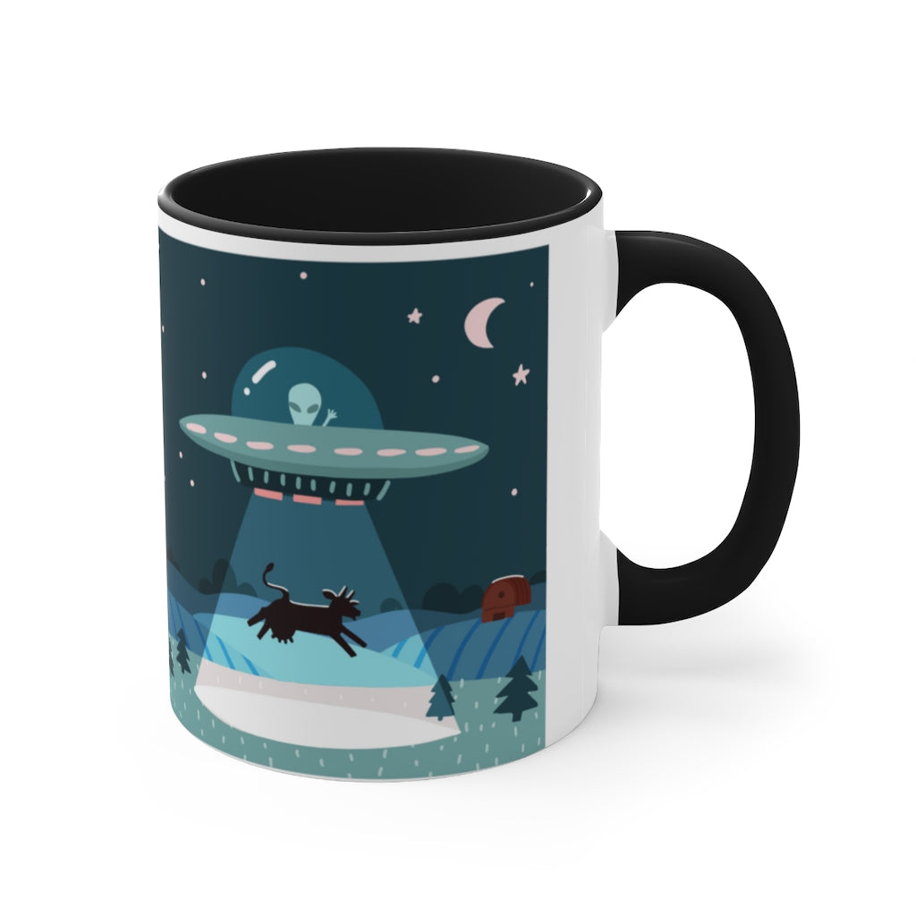I Believe -Cow Alien Abduction -{Red/Navy/Black} Funny Coffee Mug, 11oz | Funny Gift | Funny Coffee Mug | Funny Alien Mug