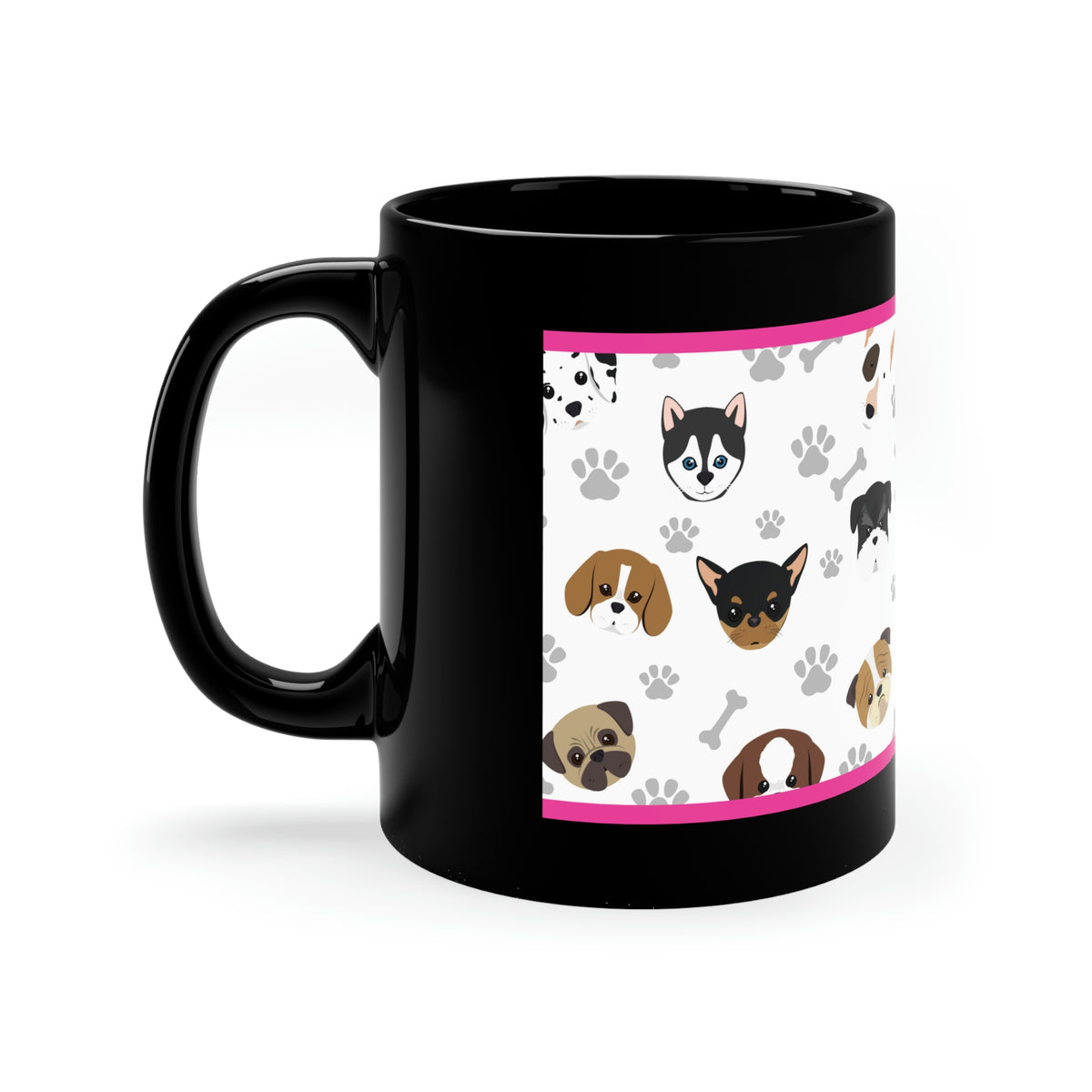 My Valentine Has Paws  (Dog) - 11oz Ceramic Black Mug | Cute Dog Coffee Mug | Valentines Day Dog Gift