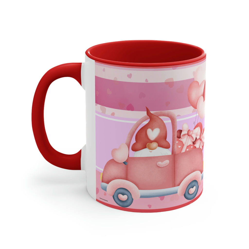 Valentines Day Gnomes ,"Have Love, Will Travel"  11oz Ceramic Mug with Color interior