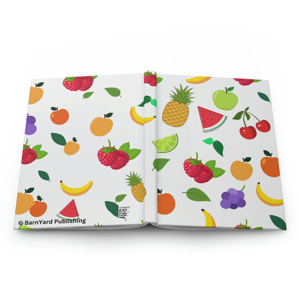 "Retro Fruit" Pattern Hard Backed Lined Journal -150 pages (75 sheets)