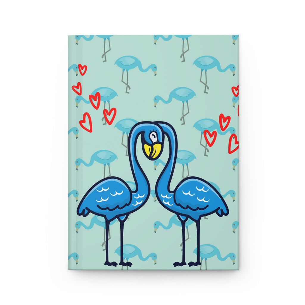 "Blue Flamingos In Love"  - 150 pages (75 sheets)  hard backed lined journal