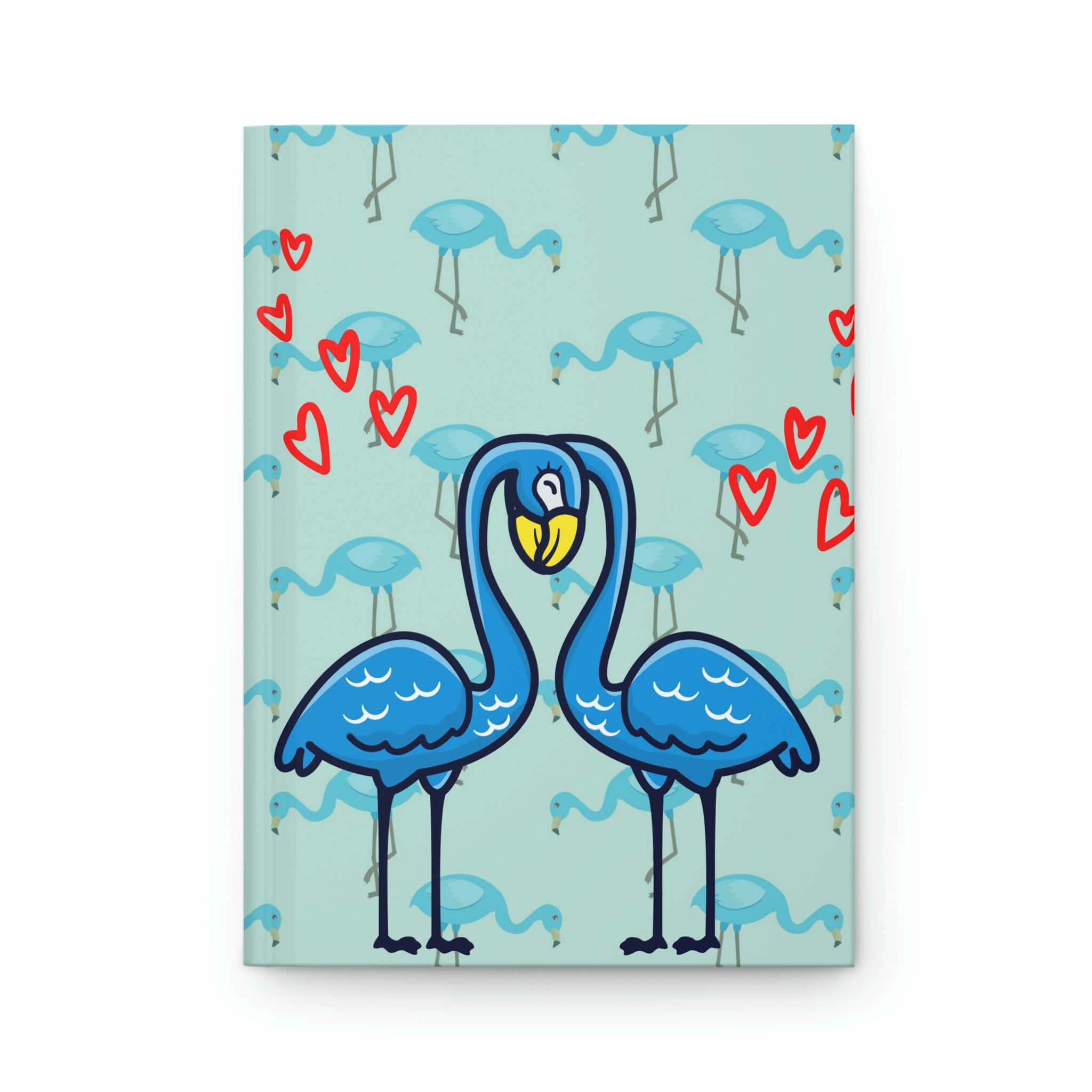 "Blue Flamingos In Love"  - 150 pages (75 sheets)  hard backed lined journal