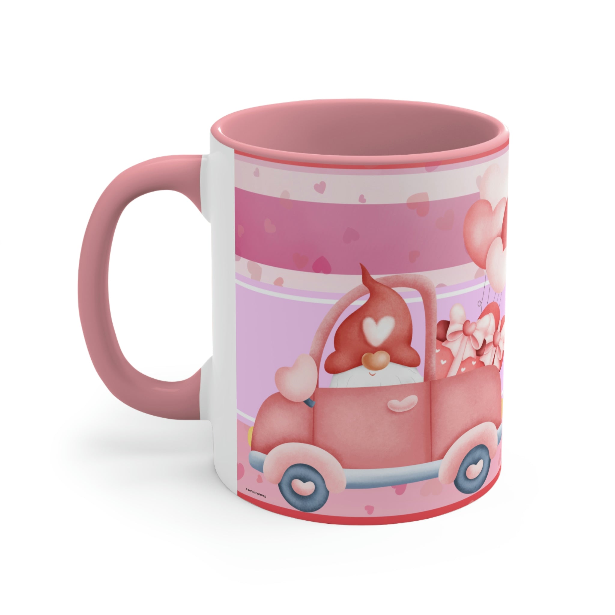 Valentines Day Gnomes ,"Have Love, Will Travel"  11oz Ceramic Mug with Color interior