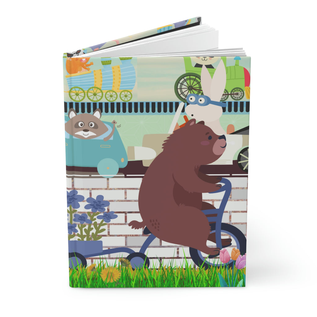 "Bicycle Bear" - 150 pages (75 sheets)  hard backed lined journal