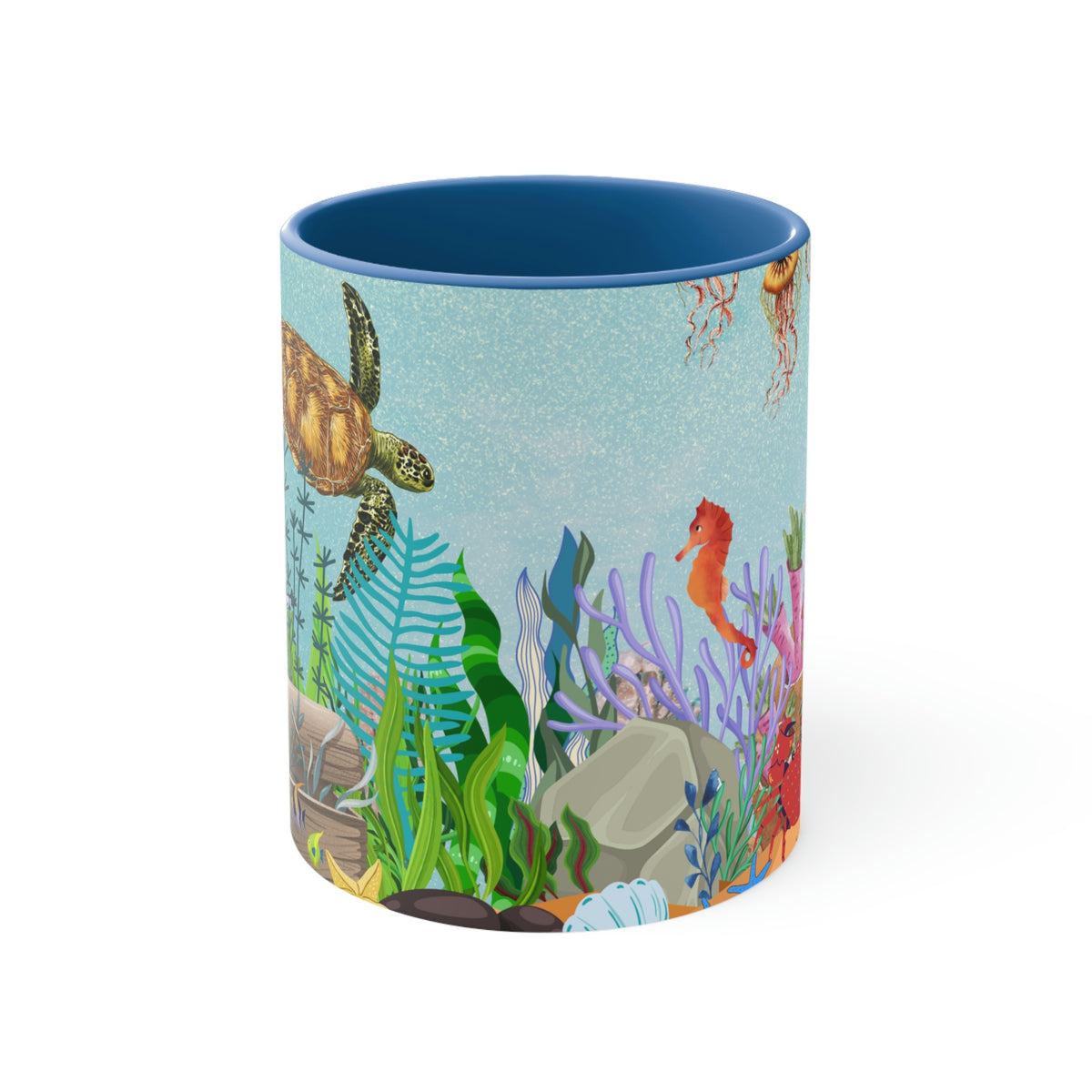 Ocean Floor Seascape - (Red/Navy/Light Blue/Pink/Black Interior) 11oz Coffee Mug - | Perfect Gift For Mom | Ocean | Ocean Themed