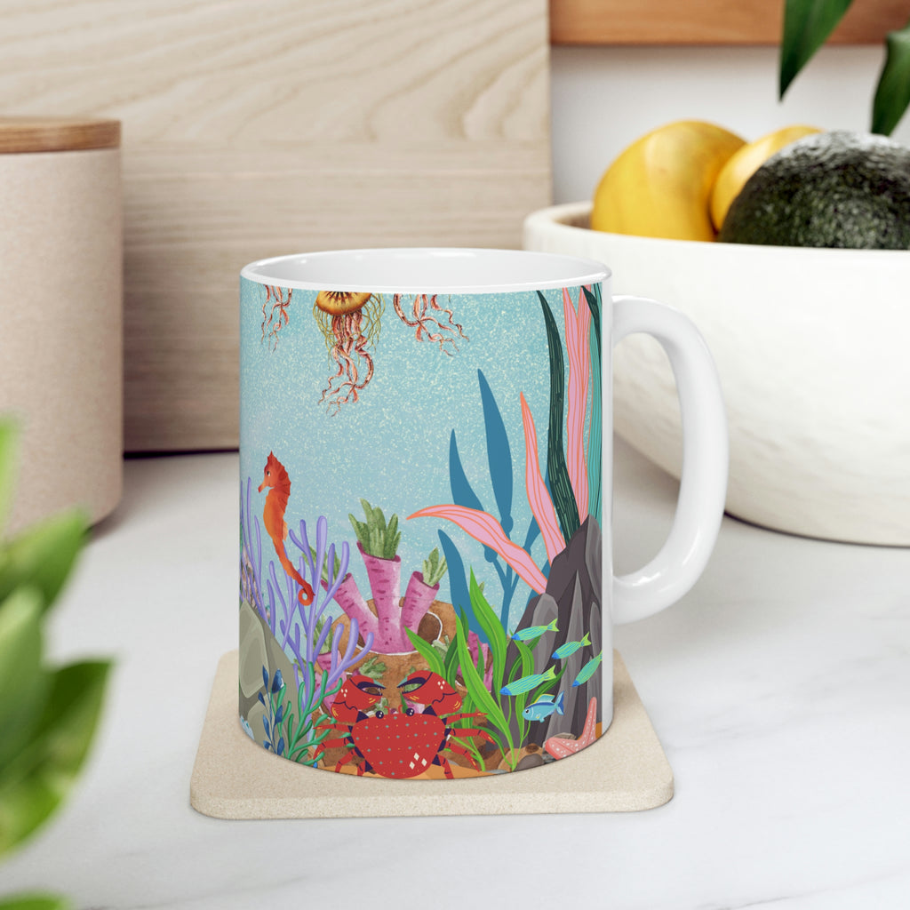 Sea Floor Seascape (White) -  Ceramic Mug 11oz |