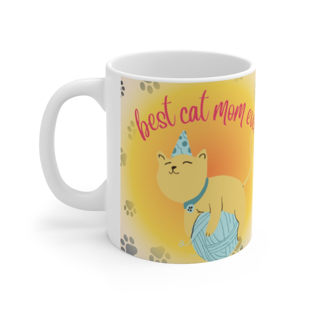 Best Cat Mom Ever - Ceramic Mug 11oz | Funny Cat Mug | Cat Present | Mug With Cats