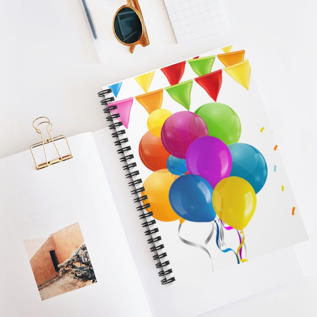 Party Balloons Spiral Notebook - Ruled Line