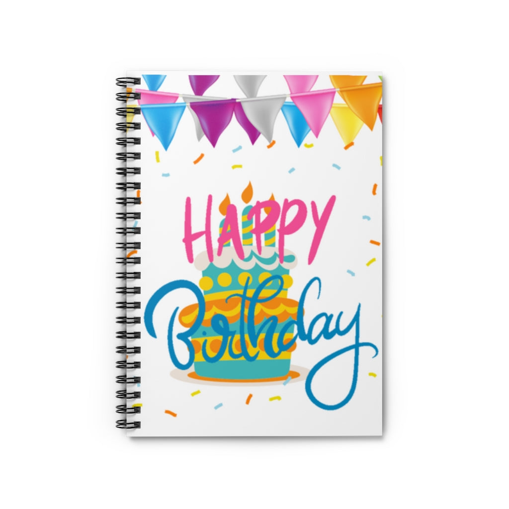 Happy Birthday Festive Spiral Notebook - Ruled Line - 118 pages