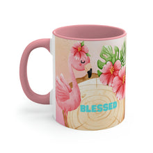 Load image into Gallery viewer, Jesus Loves Me Flamingo Coffee Mug - 11oz {Navy Blue/Red/Pink/Green}
