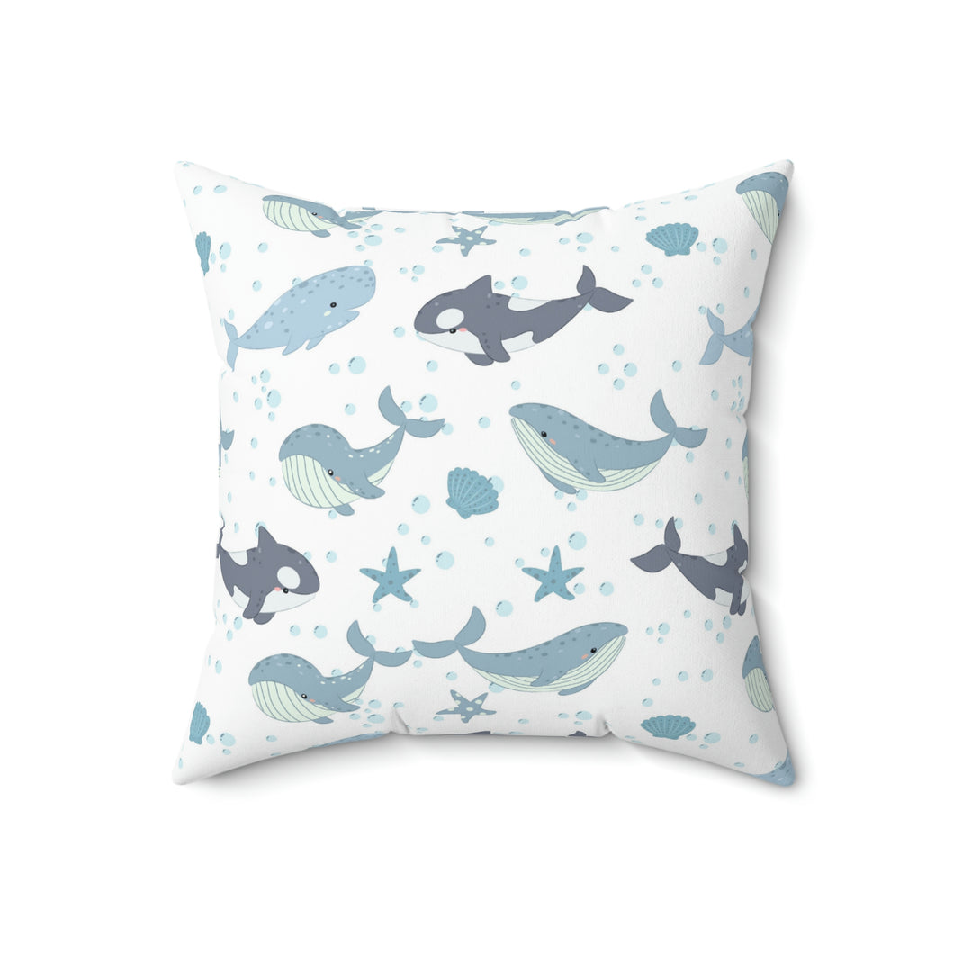 Whimsical Whales -  Spun Polyester Square Pillow