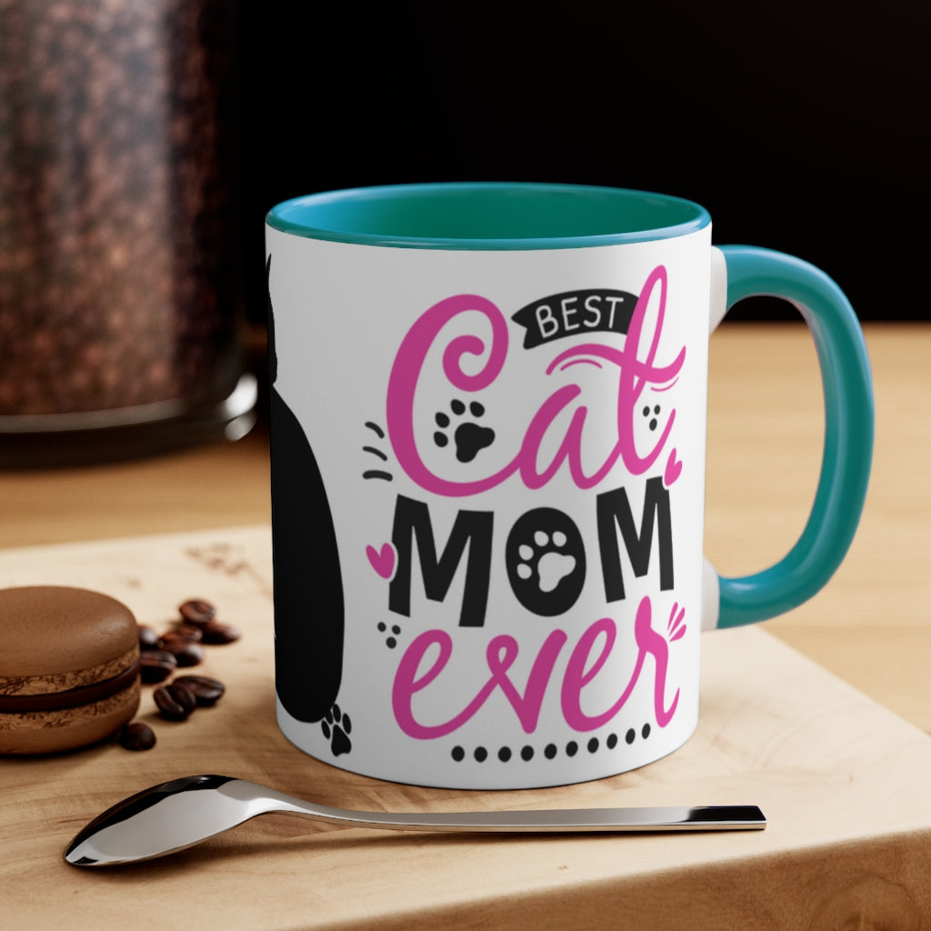 Best Cat Mom Ever {Hot Pink and Black}  Fun Coffee Mug, 11oz | Funny Gift | Funny Coffee Mug |Cat Mug | Funny Cat Mug