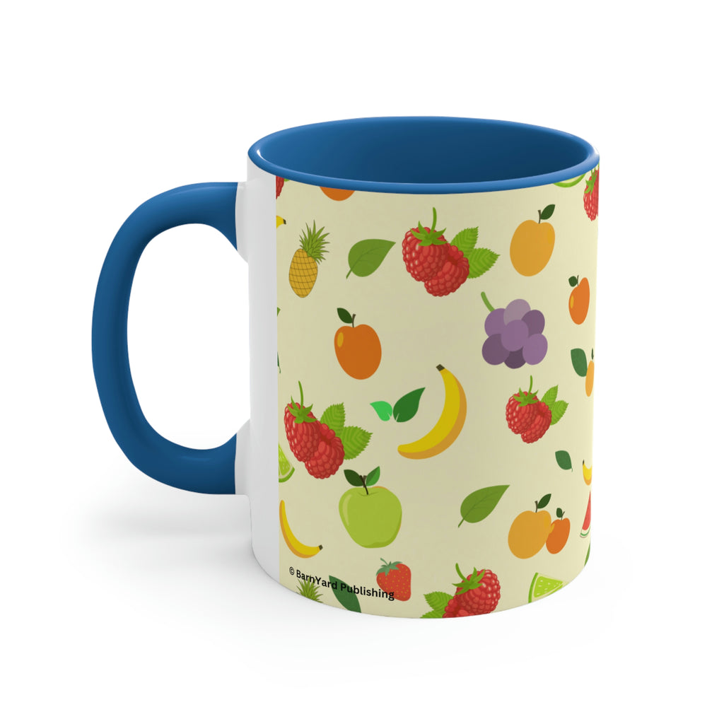 1960's Retro Fruit Coffee Cup   11oz Ceramic Mug with Color interior - Wallpapered with Fruits!