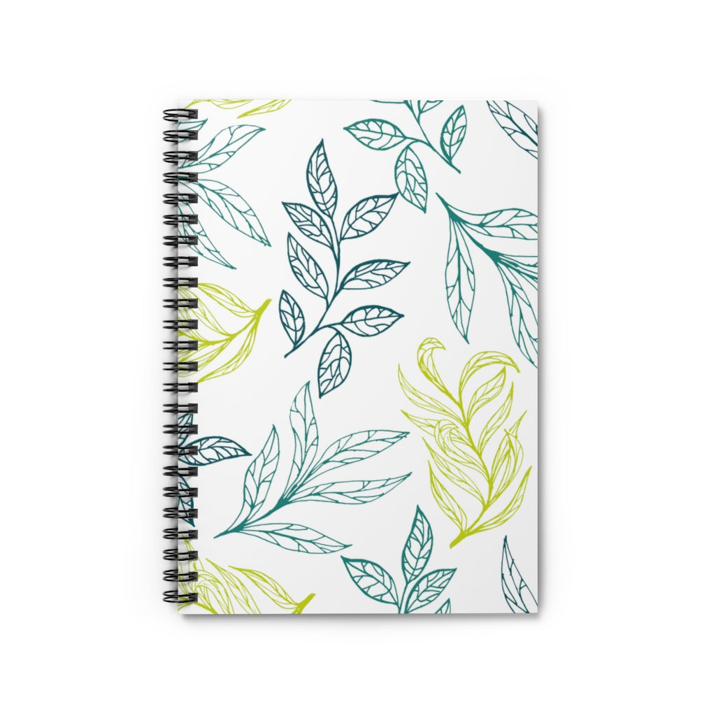 Leaf Print Spiral Notebook/Journal  -College Ruled Line  Journal - 6" x 9" | Mother's Day Gift | Grocery List Notebook