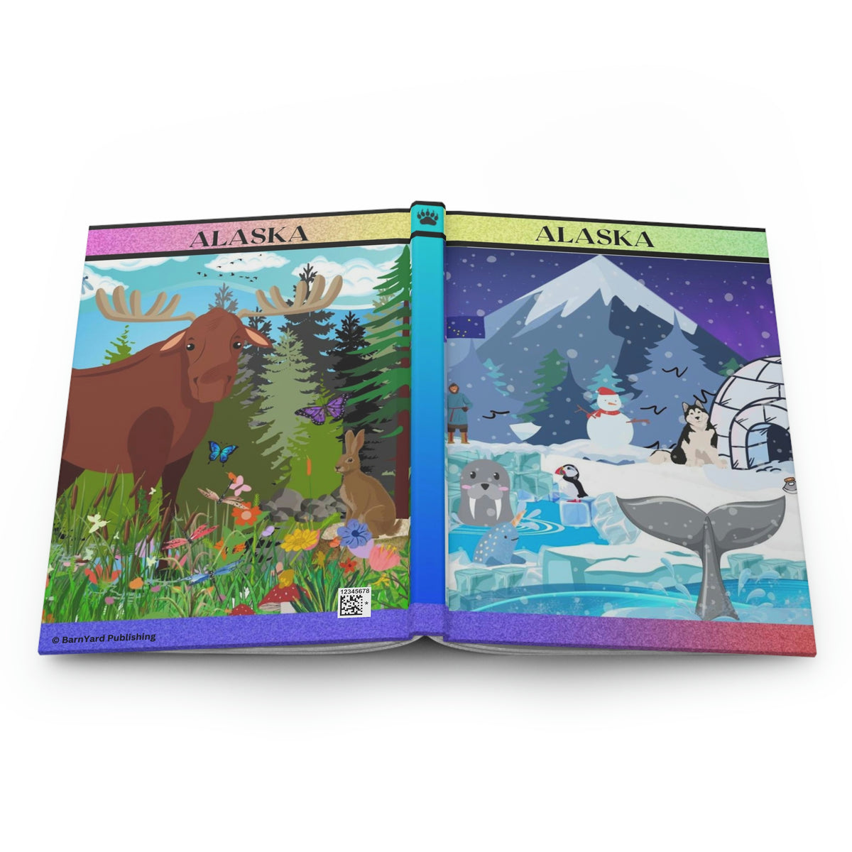 "ALASKA"  - 150 pages (75 sheets)  hard backed lined journal