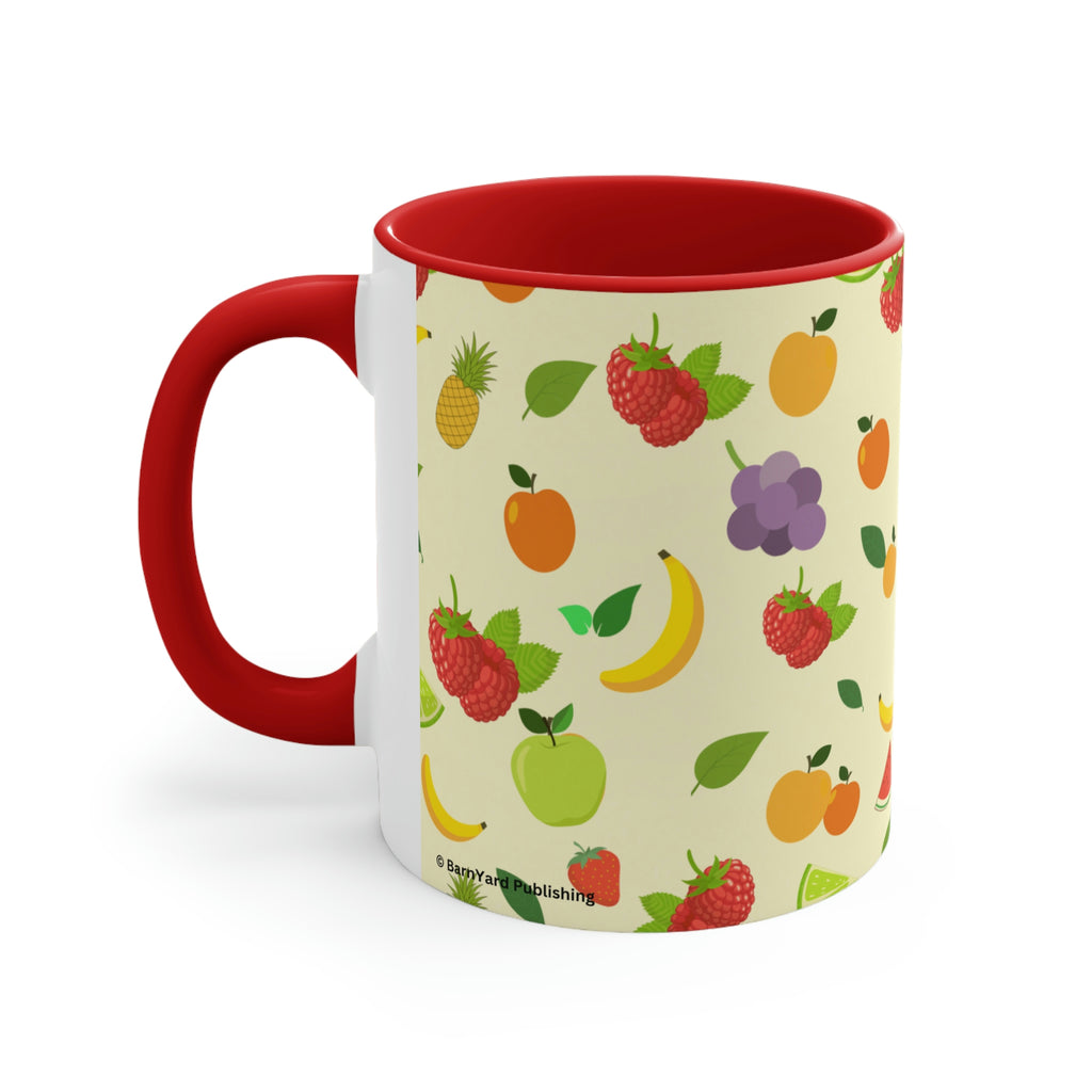 1960's Retro Fruit Coffee Cup   11oz Ceramic Mug with Color interior - Wallpapered with Fruits!