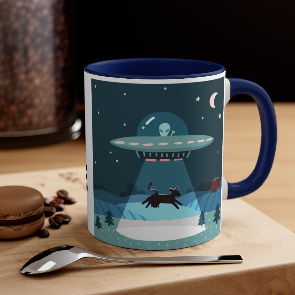 I Believe -Cow Alien Abduction -{Red/Navy/Black} Funny Coffee Mug, 11oz | Funny Gift | Funny Coffee Mug | Funny Alien Mug
