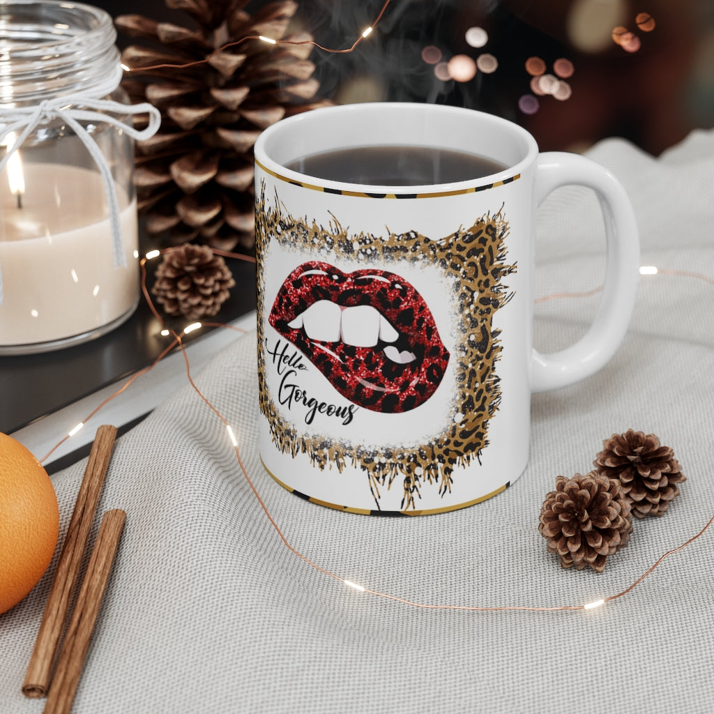 Love Vibes / Hello Gorgeous -  Ceramic Mug 11oz | Love Mug, Valentines Day Gift, Be Mine, Coffee Mug, Galentines Gift