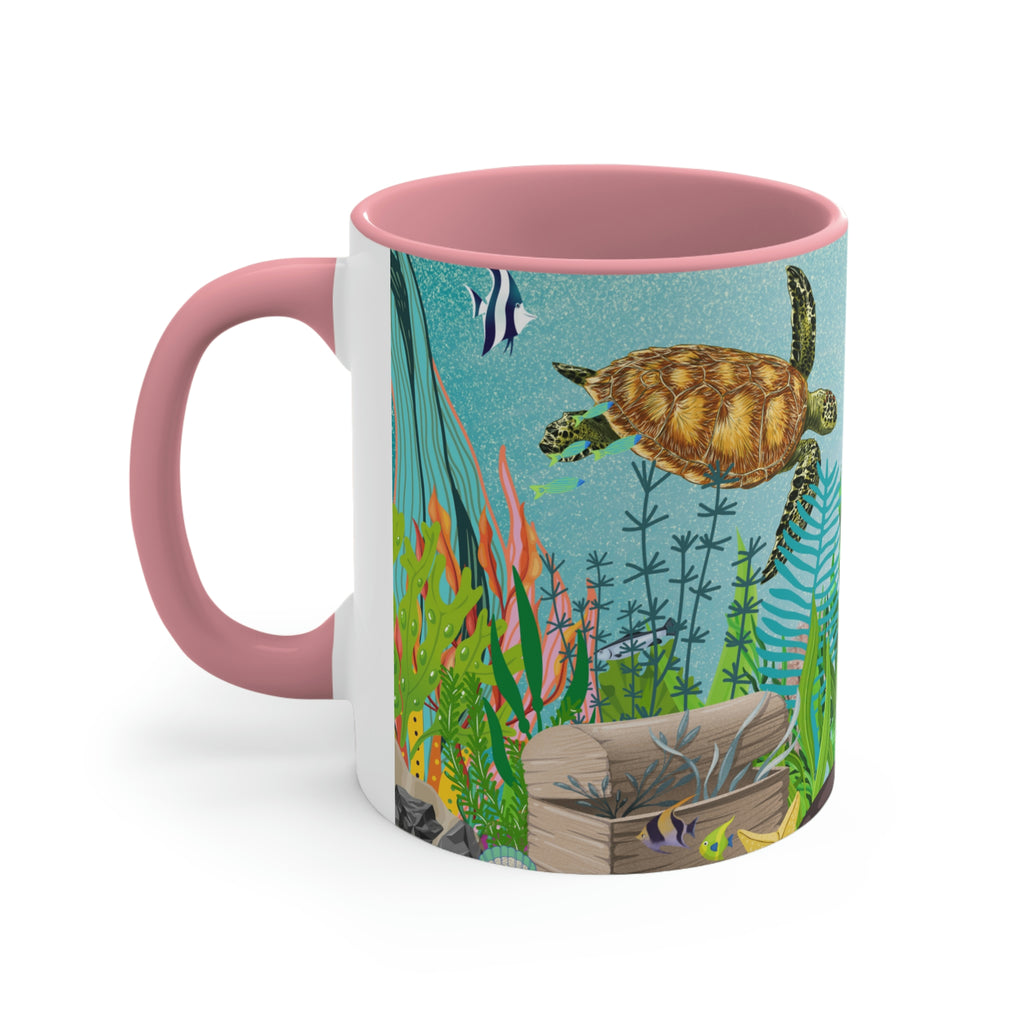 Ocean Floor Seascape - (Red/Navy/Light Blue/Pink/Black Interior) 11oz Coffee Mug - | Perfect Gift For Mom | Ocean | Ocean Themed