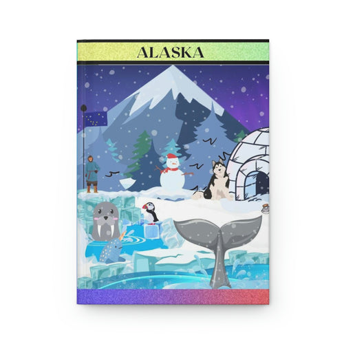 "ALASKA"  - 150 pages (75 sheets)  hard backed lined journal
