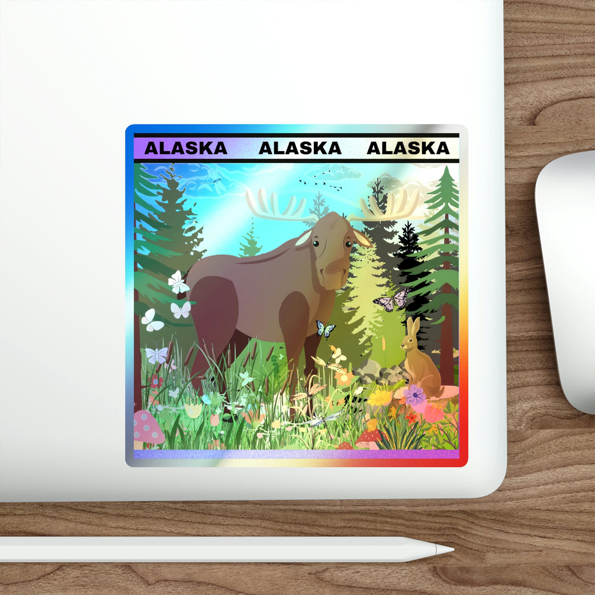 ALASKA Moose - Holographic Die-cut Stickers