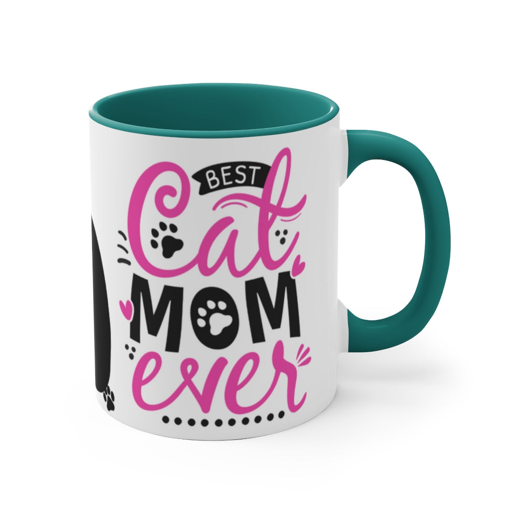 Best Cat Mom Ever {Hot Pink and Black}  Fun Coffee Mug, 11oz | Funny Gift | Funny Coffee Mug |Cat Mug | Funny Cat Mug