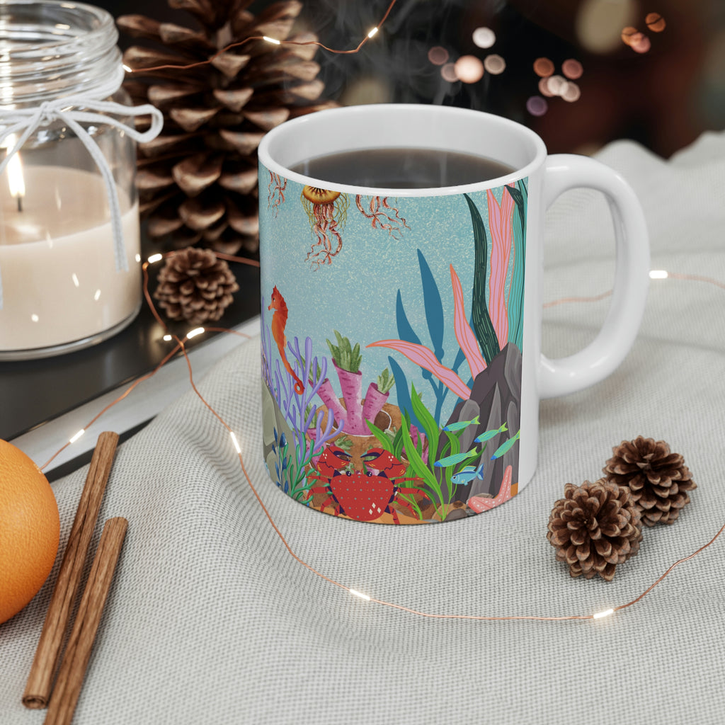 Sea Floor Seascape (White) -  Ceramic Mug 11oz |