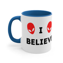 Load image into Gallery viewer, I Believe -Cow Alien Abduction -{Red/Navy/Black} Funny Coffee Mug, 11oz | Funny Gift | Funny Coffee Mug | Funny Alien Mug
